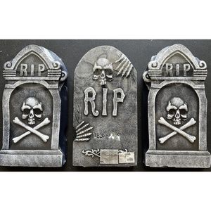 3 Haunted Living R.I.P Foam Spooky Headstones per pack - stacks included